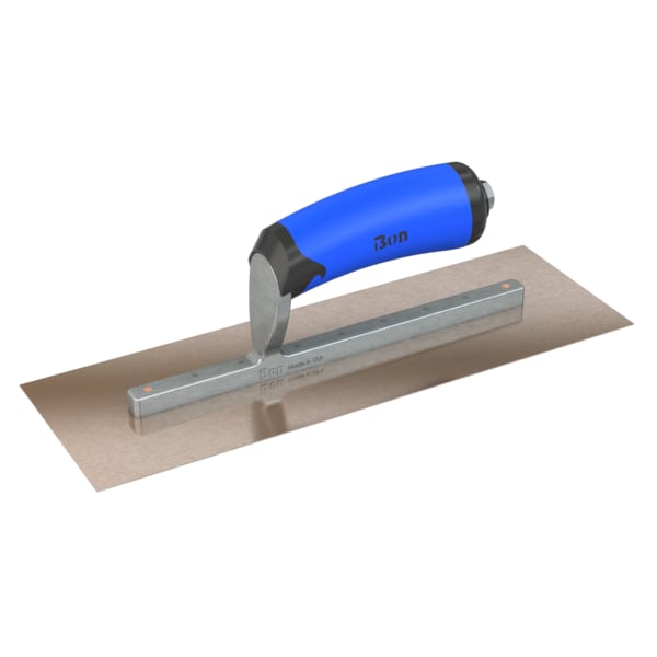 Steel City Trowels By Bon Finish Trowel, Square, Golden Stainless, 12 X 4, Comfort Grip 67-121 - main